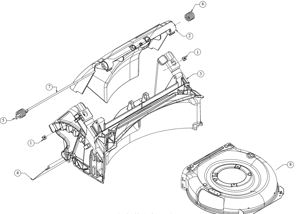 Deck Assembly Diagram and Parts List for SC100 (11AA92J710)(2016) Cub Cadet Lawn Mower